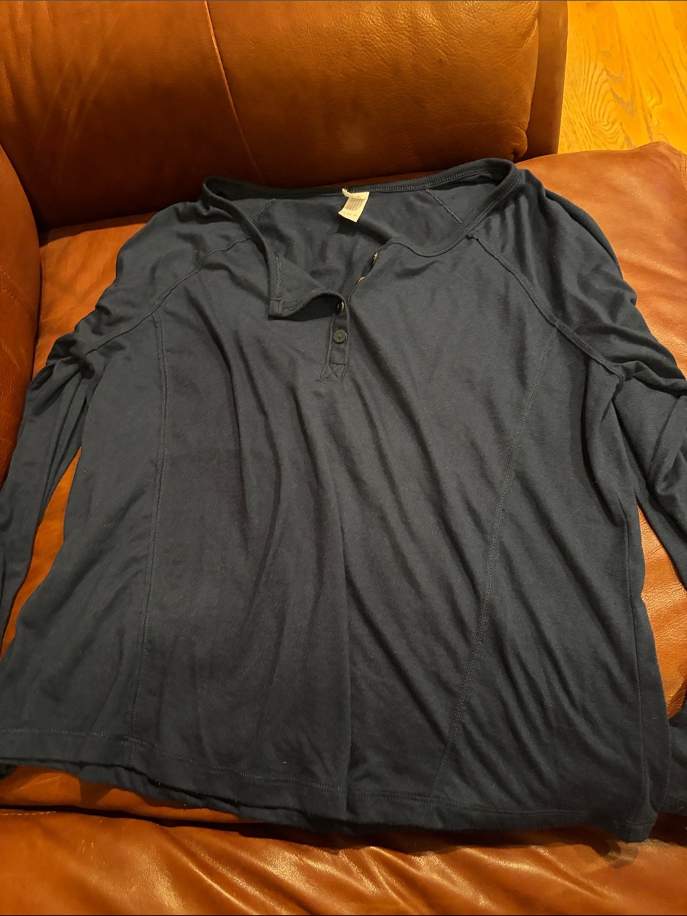 Stars Above Women’s Navy Long-Sleeve Henley Shirt - Medium